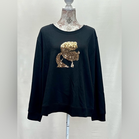 KARL LAGERFELD‎ Black with gold head logo sweatshirt size XL. - Picture 4 of 12